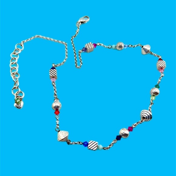 BRIGHTON colorful beaded chain necklace. Silver plated with Swarovski crystals - Picture 4 of 8